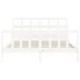 Weißer Massivholzbettrahmen mit Kopfteil 160x200 cm von vidaXL, Betten und Lattenroste - Ref: Foro24-3193022, Preis: 142,10 €...