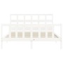 White solid wood bed frame with headboard 160x200 cm by vidaXL, Beds and slatted bases - Ref: Foro24-3193022, Price: 145,95 €...