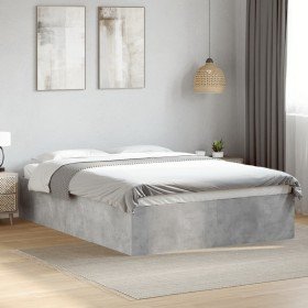 Estructura de cama madera de ingeniería gris hormigón 135x190cm Estructura de cama madera de ingeniería gris hormigón 135x190cm