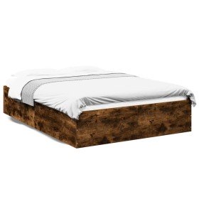 Estructura de cama madera de ingeniería roble ahumado 120x190cm en Camas y somieres | Comprar online en Foro24
