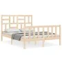 Double bed frame with solid wood headboard by vidaXL, Beds and slatted bases - Ref: Foro24-3193046, Price: 115,30 €, Discount: %