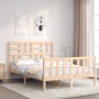 Double bed frame with solid wood headboard by vidaXL, Beds and slatted bases - Ref: Foro24-3193046, Price: 116,78 €, Discount: %