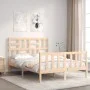 Double bed frame with solid wood headboard by vidaXL, Beds and slatted bases - Ref: Foro24-3193046, Price: 115,30 €, Discount: %
