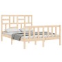 Double bed frame with solid wood headboard by vidaXL, Beds and slatted bases - Ref: Foro24-3193046, Price: 116,78 €, Discount: %