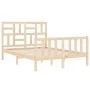Double bed frame with solid wood headboard by vidaXL, Beds and slatted bases - Ref: Foro24-3193046, Price: 115,30 €, Discount: %
