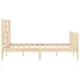 Double bed frame with solid wood headboard by vidaXL, Beds and slatted bases - Ref: Foro24-3193046, Price: 115,30 €, Discount: %