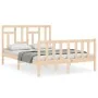 Bed frame with solid wood headboard 120x200 cm by vidaXL, Beds and slatted bases - Ref: Foro24-3193136, Price: 116,50 €, Disc...