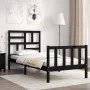 Bed frame with black solid wood headboard 100x200 cm by vidaXL, Beds and slatted bases - Ref: Foro24-3193070, Price: 136,35 €...