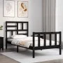 Bed frame with black solid wood headboard 100x200 cm by vidaXL, Beds and slatted bases - Ref: Foro24-3193070, Price: 136,35 €...