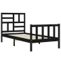 Bed frame with black solid wood headboard 100x200 cm by vidaXL, Beds and slatted bases - Ref: Foro24-3193070, Price: 136,35 €...