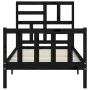 Bed frame with black solid wood headboard 100x200 cm by vidaXL, Beds and slatted bases - Ref: Foro24-3193070, Price: 136,35 €...