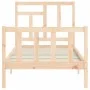 Bed frame with solid wood headboard 90x200 cm by vidaXL, Beds and slatted bases - Ref: Foro24-3193126, Price: 86,53 €, Discou...