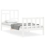 Weißer Massivholzbettrahmen mit Kopfteil 90x200 cm von vidaXL, Betten und Lattenroste - Ref: Foro24-3193127, Preis: 95,11 €, ...