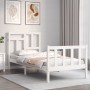 White solid wood bed frame with headboard 90x200 cm by vidaXL, Beds and slatted bases - Ref: Foro24-3193127, Price: 95,11 €, ...