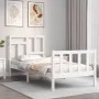 White solid wood bed frame with headboard 90x200 cm by vidaXL, Beds and slatted bases - Ref: Foro24-3193127, Price: 93,91 €, ...