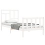 Weißer Massivholzbettrahmen mit Kopfteil 90x200 cm von vidaXL, Betten und Lattenroste - Ref: Foro24-3193127, Preis: 95,11 €, ...
