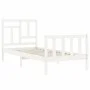 Weißer Massivholzbettrahmen mit Kopfteil 90x200 cm von vidaXL, Betten und Lattenroste - Ref: Foro24-3193127, Preis: 93,82 €, ...
