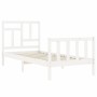Weißer Massivholzbettrahmen mit Kopfteil 90x200 cm von vidaXL, Betten und Lattenroste - Ref: Foro24-3193127, Preis: 95,11 €, ...