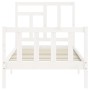 Weißer Massivholzbettrahmen mit Kopfteil 90x200 cm von vidaXL, Betten und Lattenroste - Ref: Foro24-3193127, Preis: 95,11 €, ...