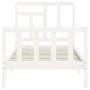 White solid wood bed frame with headboard 90x200 cm by vidaXL, Beds and slatted bases - Ref: Foro24-3193127, Price: 93,91 €, ...