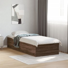 Estructura de cama madera de ingeniería marrón roble 100x200 cm