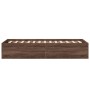 Estructura de cama madera de ingeniería marrón roble 100x200 cm