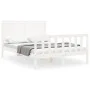 White solid wood bed frame with headboard 120x200 cm by vidaXL, Beds and slatted bases - Ref: Foro24-3193202, Price: 149,34 €...