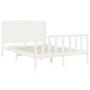 White solid wood bed frame with headboard 120x200 cm by vidaXL, Beds and slatted bases - Ref: Foro24-3193202, Price: 149,34 €...