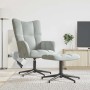Sillón de relax con taburete de terciopelo gris claro