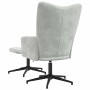 Sillón de relax con taburete de terciopelo gris claro