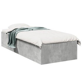 Estructura de cama madera de ingeniería gris hormigón 90x190 cm Estructura de cama madera de ingeniería gris hormigón 90x190 cm