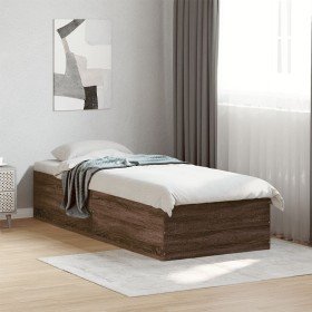 Estructura de cama madera de ingeniería marrón roble 90x190 cm en Camas y somieres | Comprar online en Foro24
