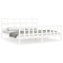 Double bed frame with white solid wood headboard by vidaXL, Beds and slatted bases - Ref: Foro24-3193027, Price: 163,47 €, Di...