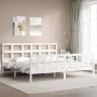 Double bed frame with white solid wood headboard by vidaXL, Beds and slatted bases - Ref: Foro24-3193027, Price: 161,24 €, Di...