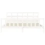 Double bed frame with white solid wood headboard by vidaXL, Beds and slatted bases - Ref: Foro24-3193027, Price: 161,24 €, Di...
