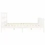 Double bed frame with white solid wood headboard by vidaXL, Beds and slatted bases - Ref: Foro24-3193027, Price: 161,24 €, Di...