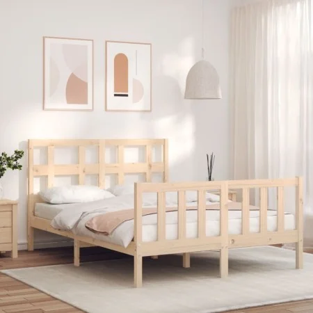 Bettgestell mit Massivholzkopfteil 120x200 cm von vidaXL, Betten und Lattenroste - Ref: Foro24-3193006, Preis: 116,34 €, Raba...