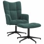 Sillón de relax con taburete terciopelo verde oscuro