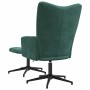 Sillón de relax con taburete terciopelo verde oscuro