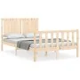 Double bed frame with solid wood headboard by vidaXL, Beds and slatted bases - Ref: Foro24-3192916, Price: 120,50 €, Discount: %