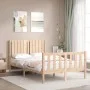 Double bed frame with solid wood headboard by vidaXL, Beds and slatted bases - Ref: Foro24-3192916, Price: 120,50 €, Discount: %