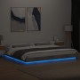 Estructura cama con luces LED madera gris hormigón 180x200 cm