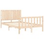 Double bed frame with solid wood headboard by vidaXL, Beds and slatted bases - Ref: Foro24-3192916, Price: 122,02 €, Discount: %