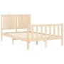 Double bed frame with solid wood headboard by vidaXL, Beds and slatted bases - Ref: Foro24-3192916, Price: 120,50 €, Discount: %
