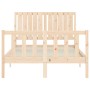 Double bed frame with solid wood headboard by vidaXL, Beds and slatted bases - Ref: Foro24-3192916, Price: 122,02 €, Discount: %