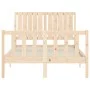 Double bed frame with solid wood headboard by vidaXL, Beds and slatted bases - Ref: Foro24-3192916, Price: 120,50 €, Discount: %