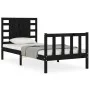 Estructura de cama con cabecero madera maciza negro 100x200 cm de vidaXL, Camas y somieres - Ref: Foro24-3192810, Precio: 147...