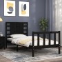 Bed frame with black solid wood headboard 100x200 cm by vidaXL, Beds and slatted bases - Ref: Foro24-3192810, Price: 149,10 €...