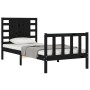 Bed frame with black solid wood headboard 100x200 cm by vidaXL, Beds and slatted bases - Ref: Foro24-3192810, Price: 149,10 €...