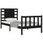 Estructura de cama con cabecero madera maciza negro 100x200 cm de vidaXL, Camas y somieres - Ref: Foro24-3192810, Precio: 147...